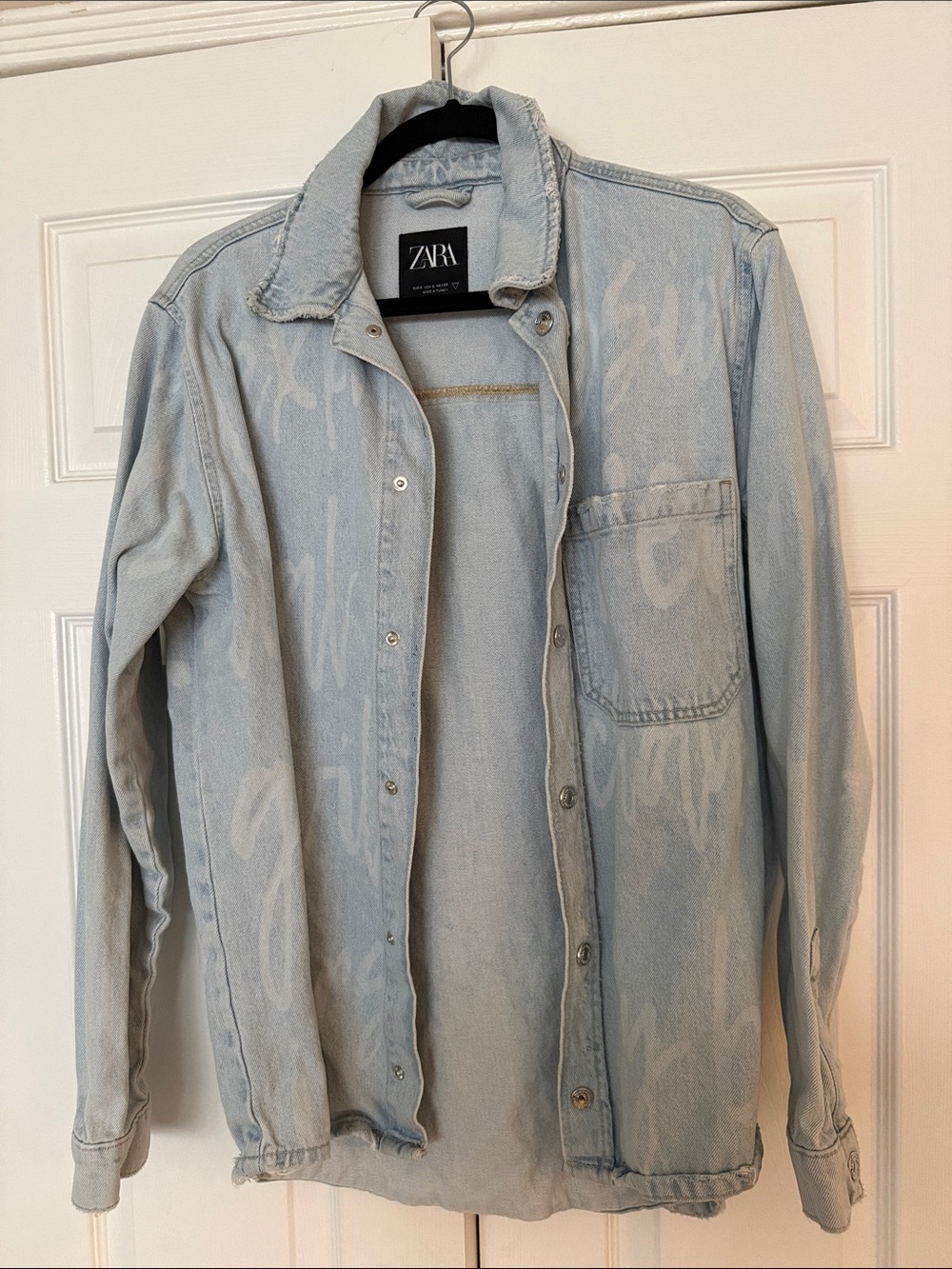 ZARA Light Blue Washed Denim Shirt Jacket